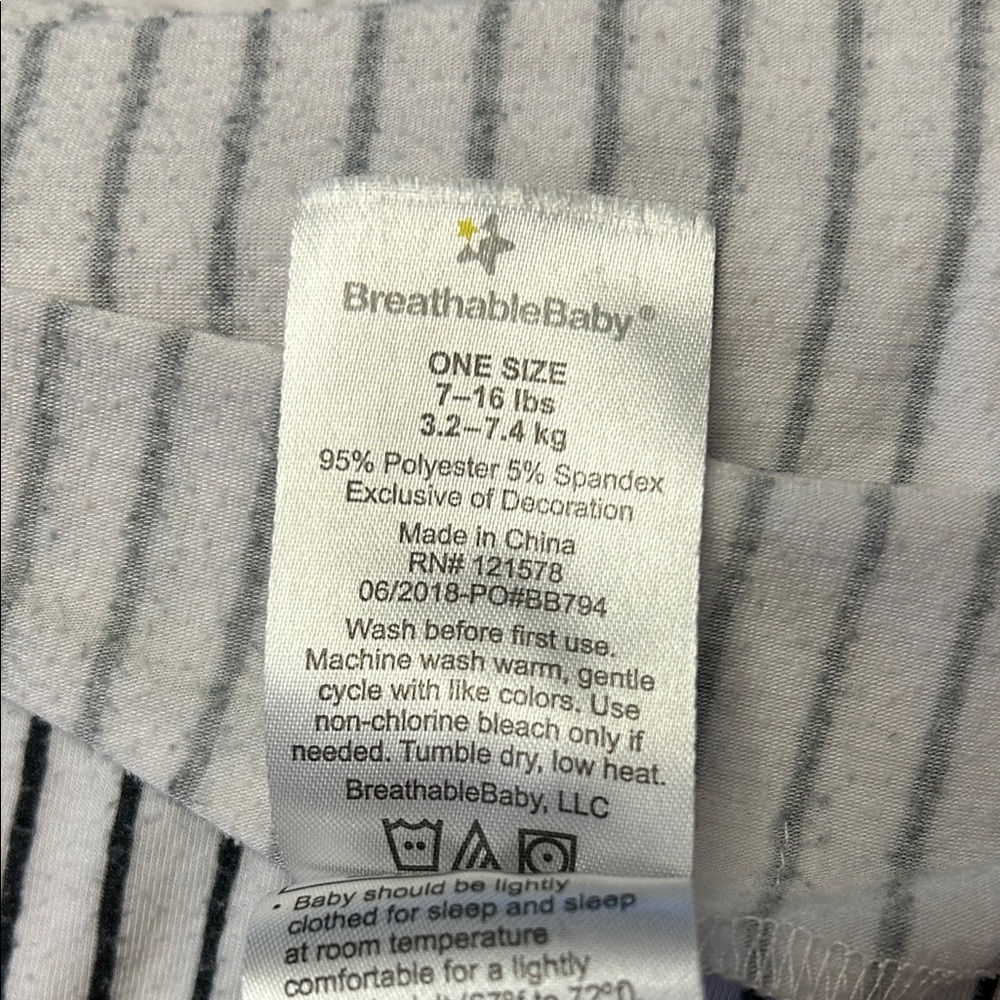 Baby Neutral Striped Stretchy Breathable Swaddles - Soft White & Black - Picture 3 of 4